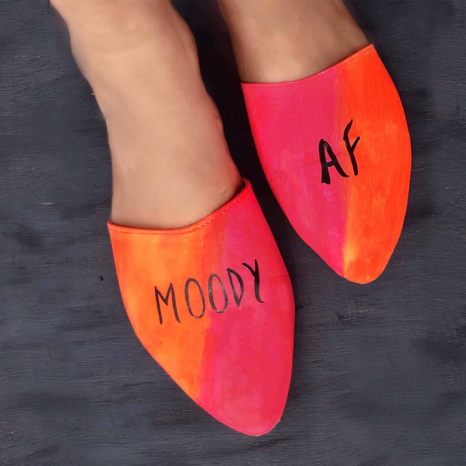 Moody Af Painted Orange Faux Leather Mule