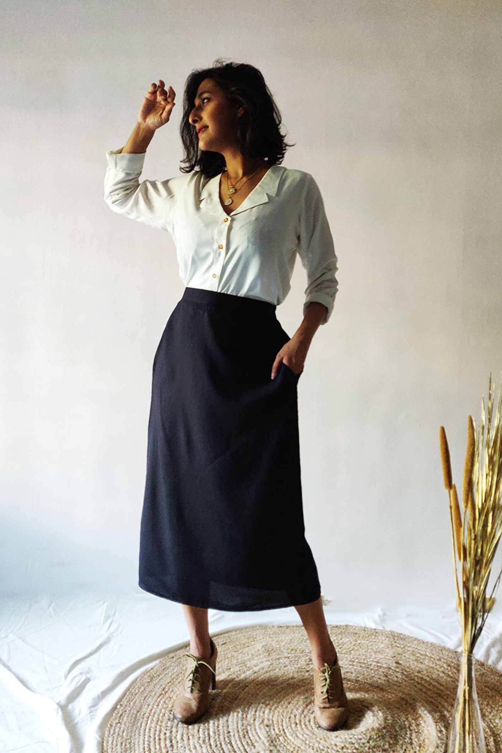 Black Cotton Skirt