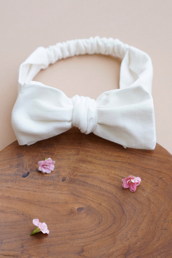 White Cotton Bow Headband 