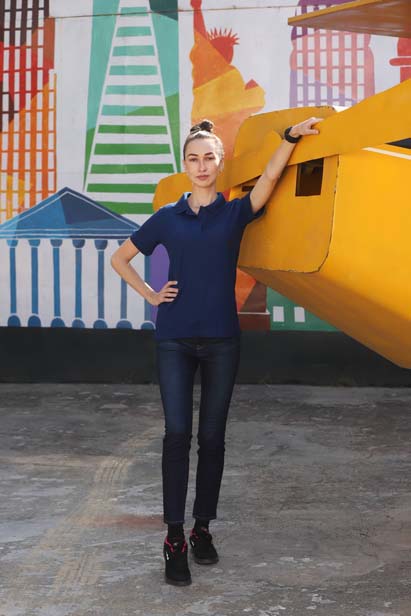Blue Bamboo Fabric Polo T-Shirt
