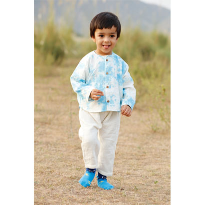 Tie Dye Blue and White Muslin Coord Set