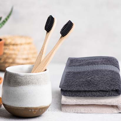 Grey and Cream Bamboo Face Towel Pack of 2