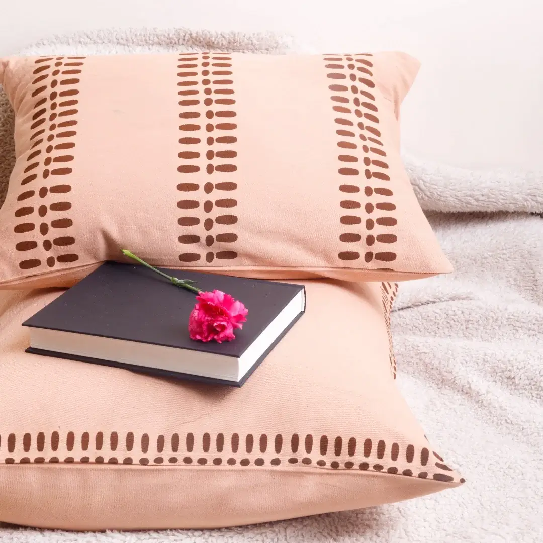 Peach Cotton Cushion Cover 