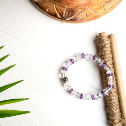 Rose Quartz and Clear Quartz Amethyst Bracelet
